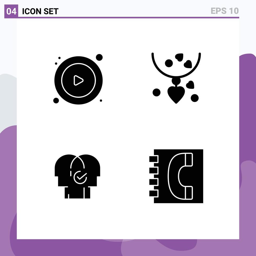 Set of 4 Modern UI Icons Symbols Signs for control modern necklets mother selection Editable Vector Design Elements