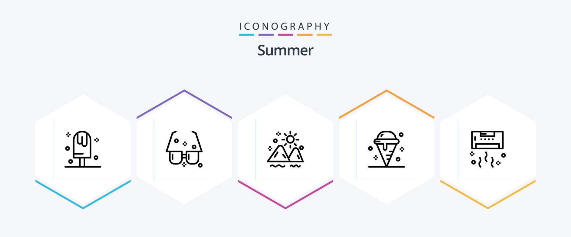 paquete de iconos de 25 líneas de verano que incluye hielo. crema. sol. verano. exterior vector