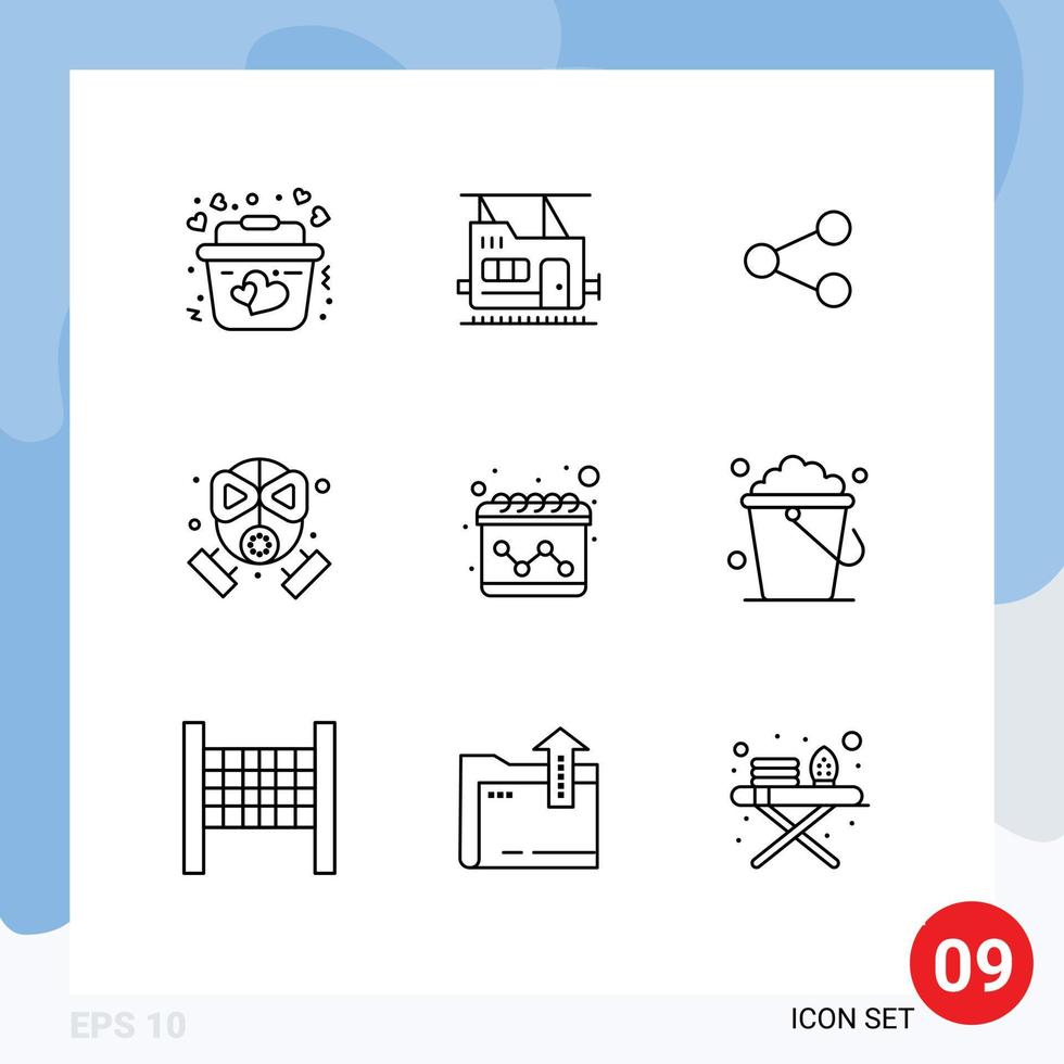 Outline Pack of 9 Universal Symbols of marketing advertising share protection firefighter Editable Vector Design Elements