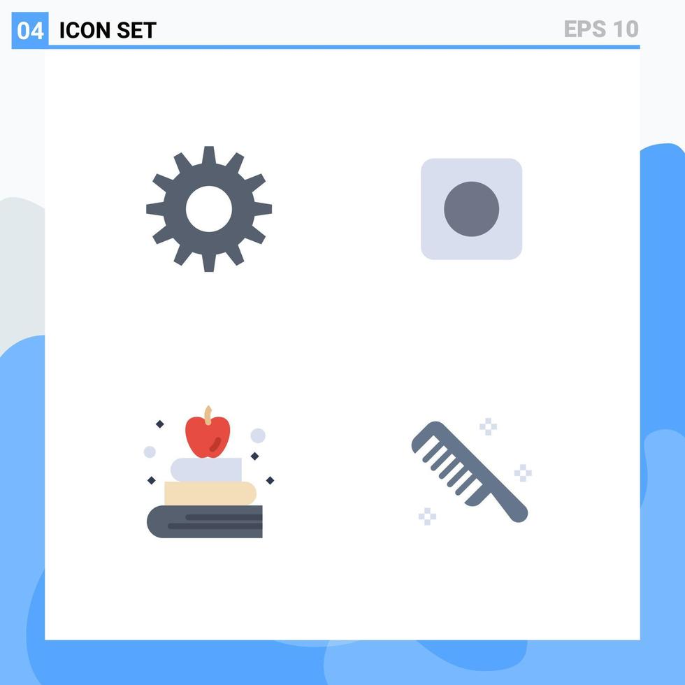 User Interface Pack of 4 Basic Flat Icons of cogs brush app apple cosmetic Editable Vector Design Elements