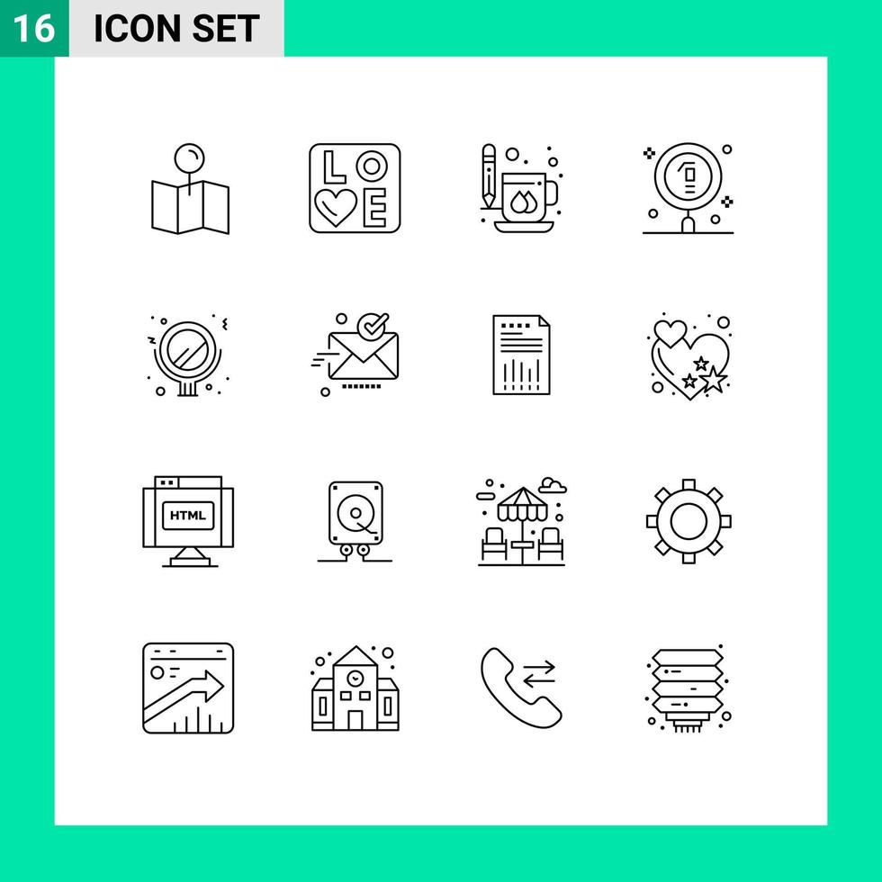 16 Creative Icons Modern Signs and Symbols of science education coffee chemical print Editable Vector Design Elements