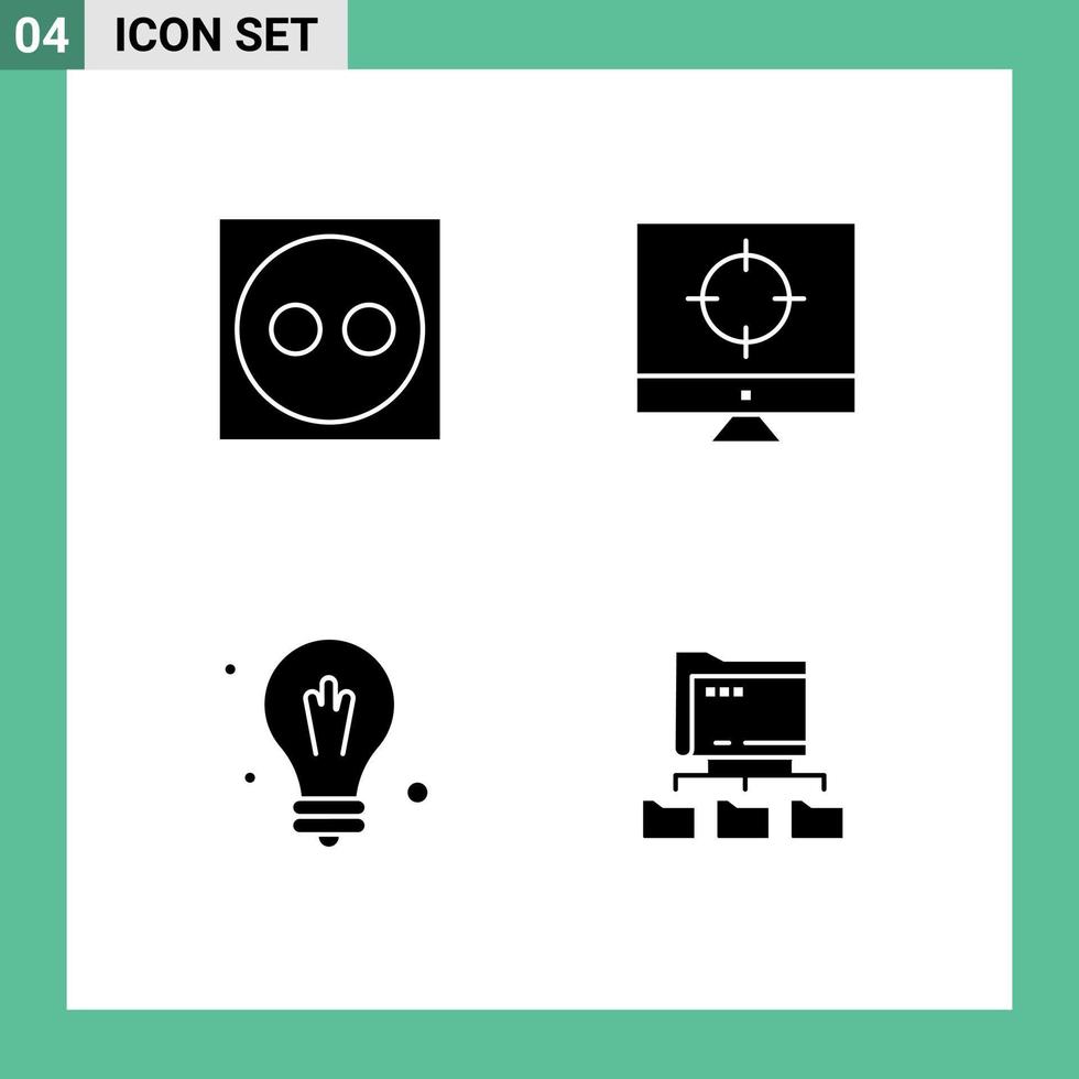 4 Creative Icons Modern Signs and Symbols of cord science business targeting folders Editable Vector Design Elements