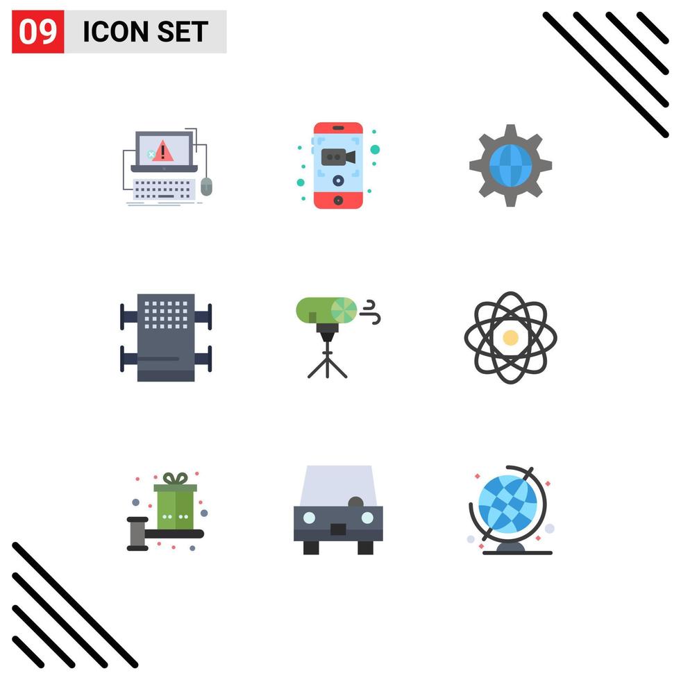 Pictogram Set of 9 Simple Flat Colors of photo room mobile recording bath internet Editable Vector Design Elements