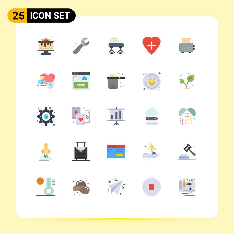 25 Flat Color concept for Websites Mobile and Apps toast machine human heart car heart shape wifi Editable Vector Design Elements