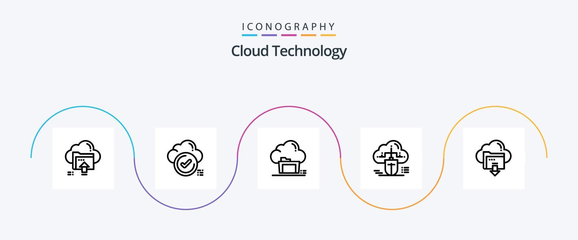 paquete de iconos de línea 5 de tecnología en la nube que incluye conectado. ratón. nube. Cuota. nube vector