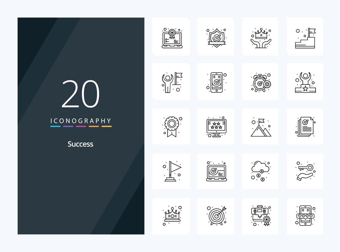 20 Sucess Outline icon for presentation vector