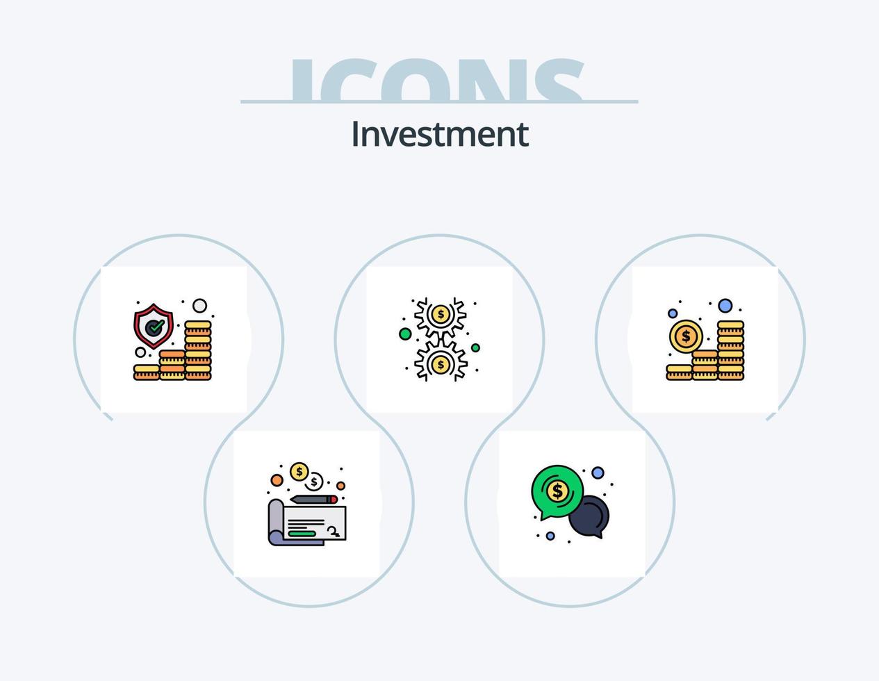 Investment Line Filled Icon Pack 5 Icon Design. seo. investment. magnetic. investment. business development vector