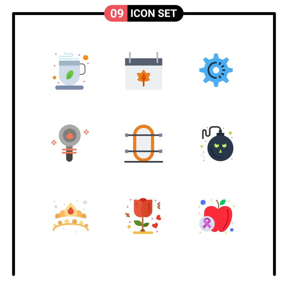Universal Icon Symbols Group of 9 Modern Flat Colors of crew chemistry cog cell biochemistry Editable Vector Design Elements