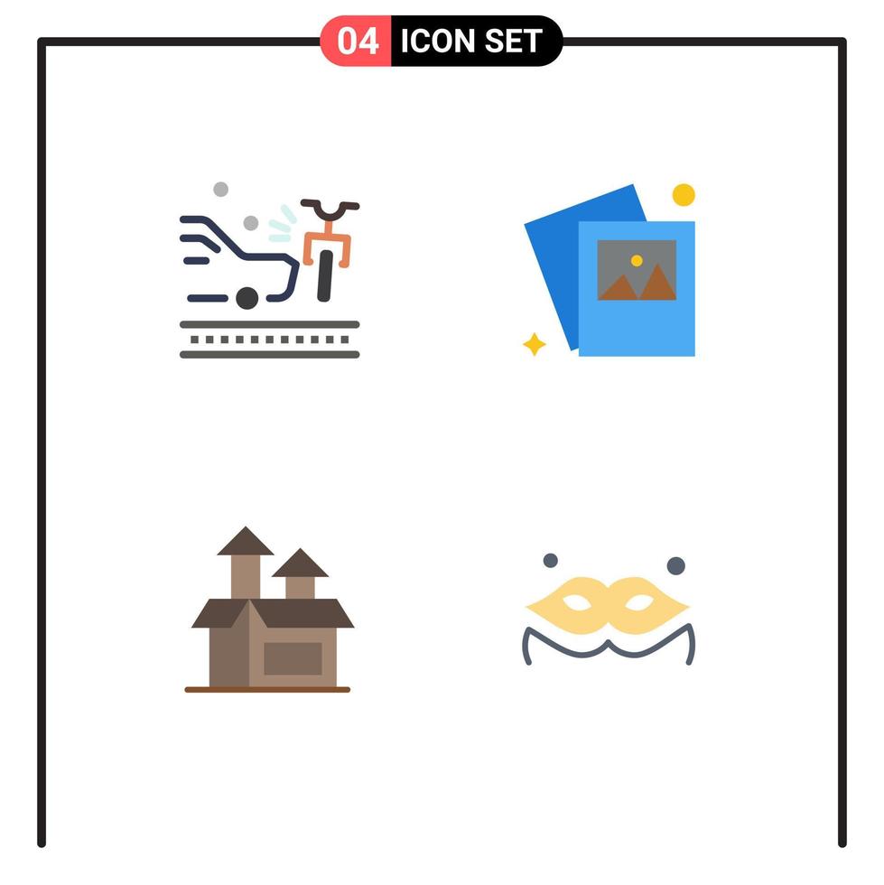 Pictogram Set of 4 Simple Flat Icons of accident performance crash photo costume Editable Vector Design Elements