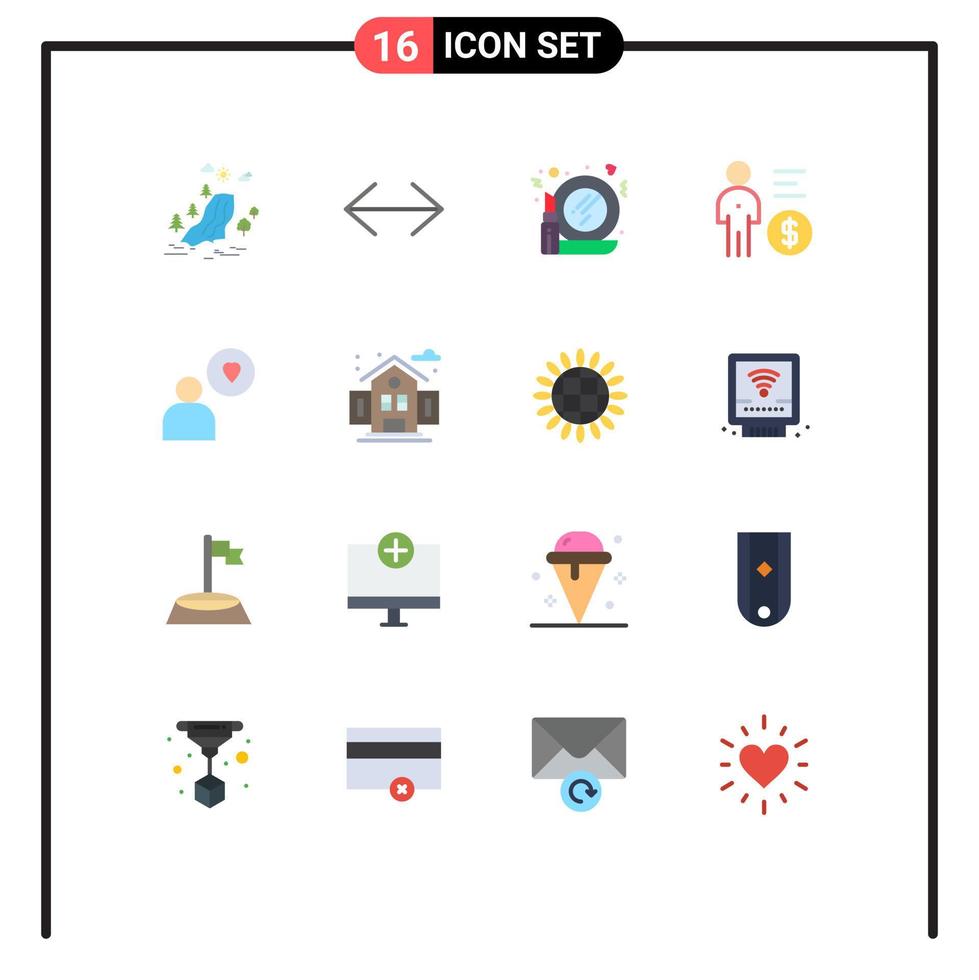 Universal Icon Symbols Group of 16 Modern Flat Colors of person mind right management make up Editable Pack of Creative Vector Design Elements