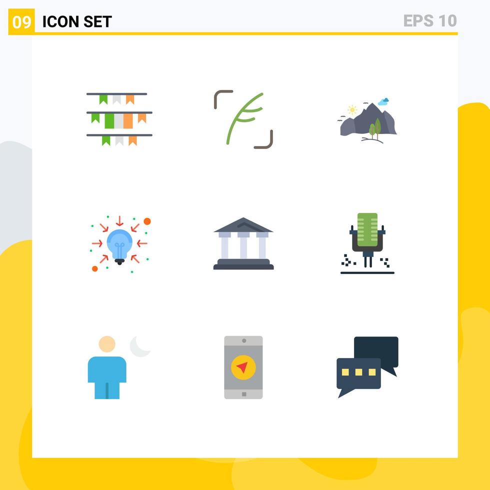 Group of 9 Flat Colors Signs and Symbols for solutions ideas social business mountain Editable Vector Design Elements