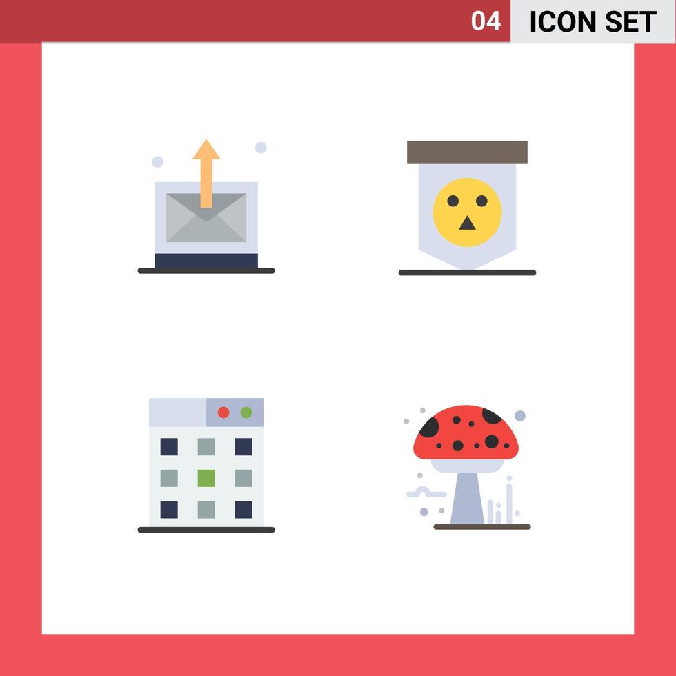 Group of 4 Modern Flat Icons Set for business gallery technology horror amanita Editable Vector Design Elements