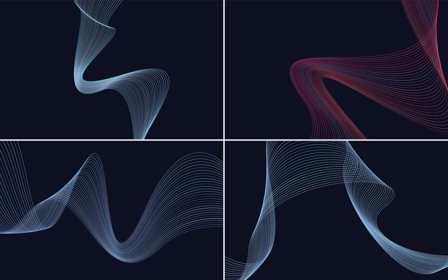 Set of 4 waving line vector backgrounds for a unique design