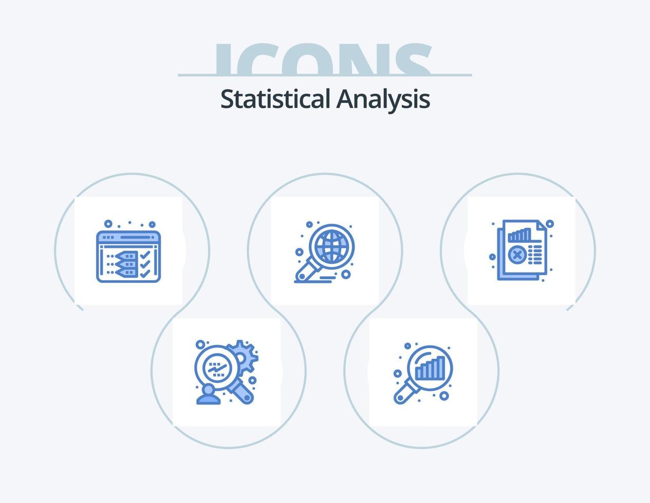 Statistical Analysis Blue Icon Pack 5 Icon Design. chart. document. optimize. report. global vector