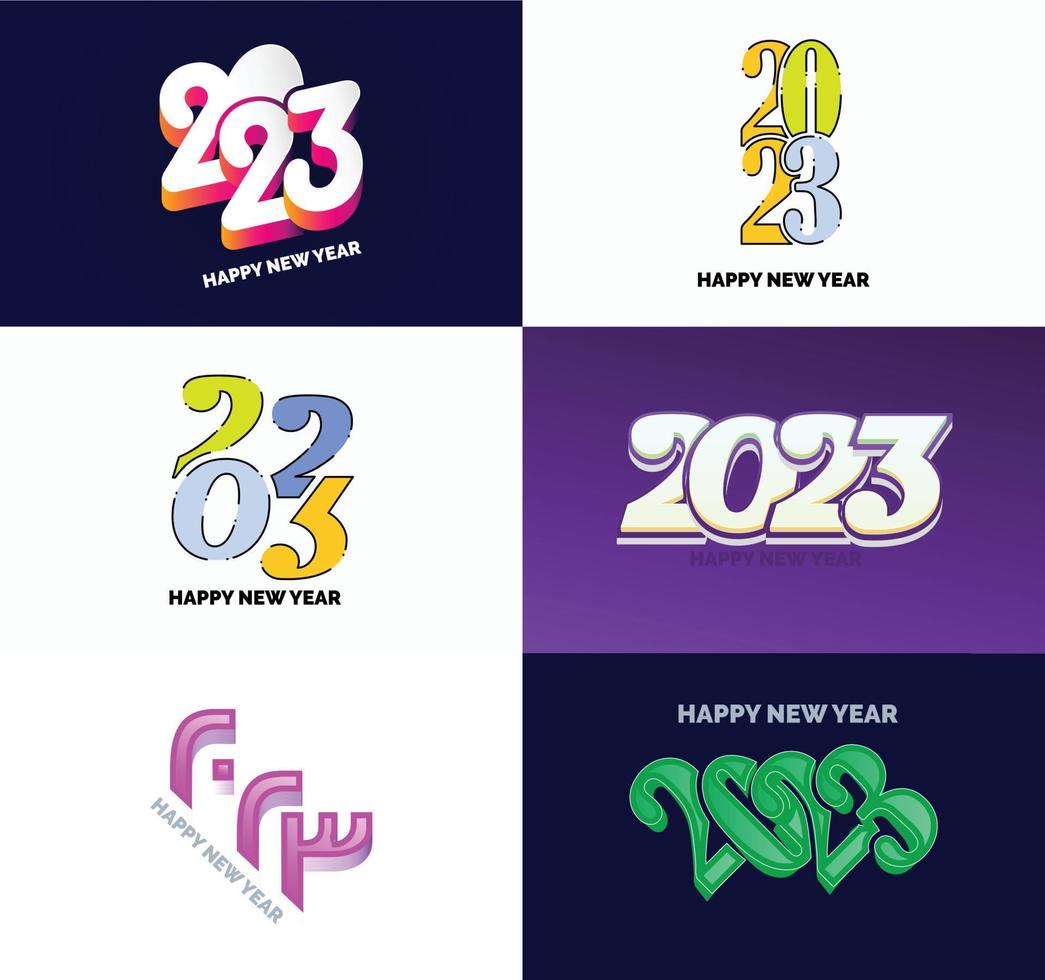 gran conjunto de 2023 feliz año nuevo diseño de texto de logotipo plantilla de diseño de número 2023 vector