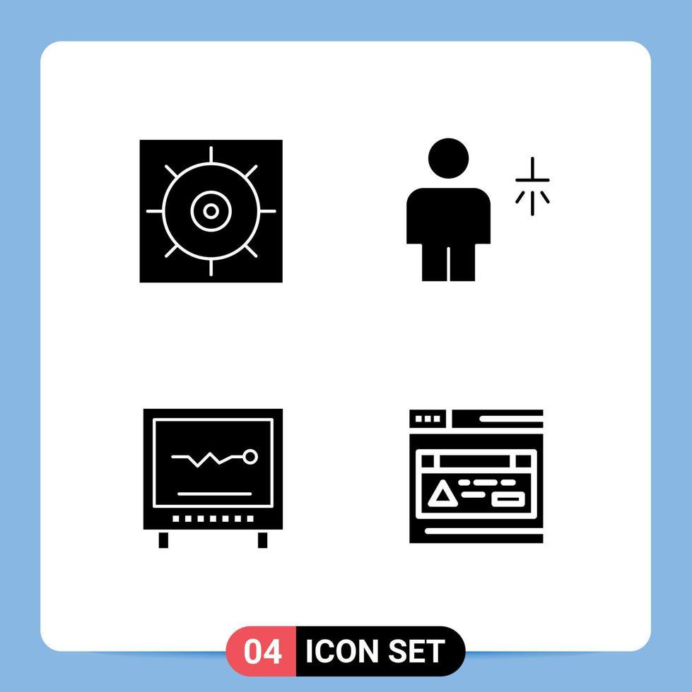 Stock Vector Icon Pack of 4 Line Signs and Symbols for control cardiology avatar shower heartbeat Editable Vector Design Elements