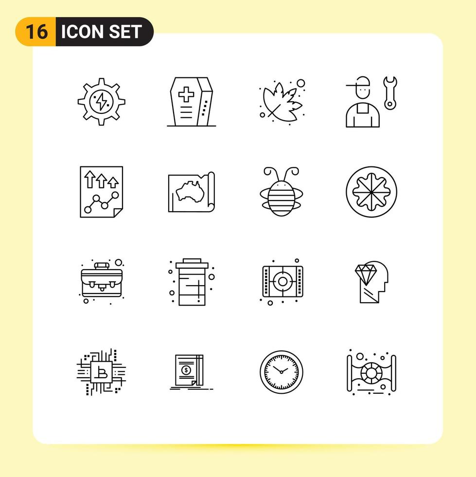 16 Thematic Vector Outlines and Editable Symbols of page data marijuana service mechanic Editable Vector Design Elements
