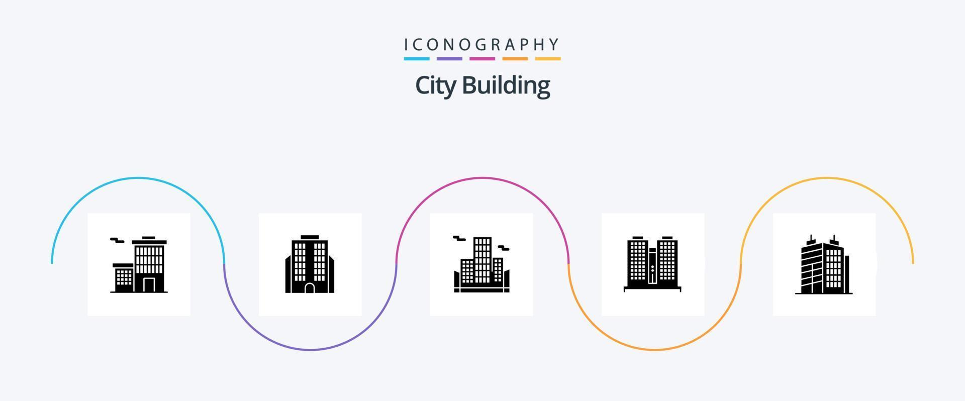 City Building Glyph 5 Icon Pack Including . place. real vector