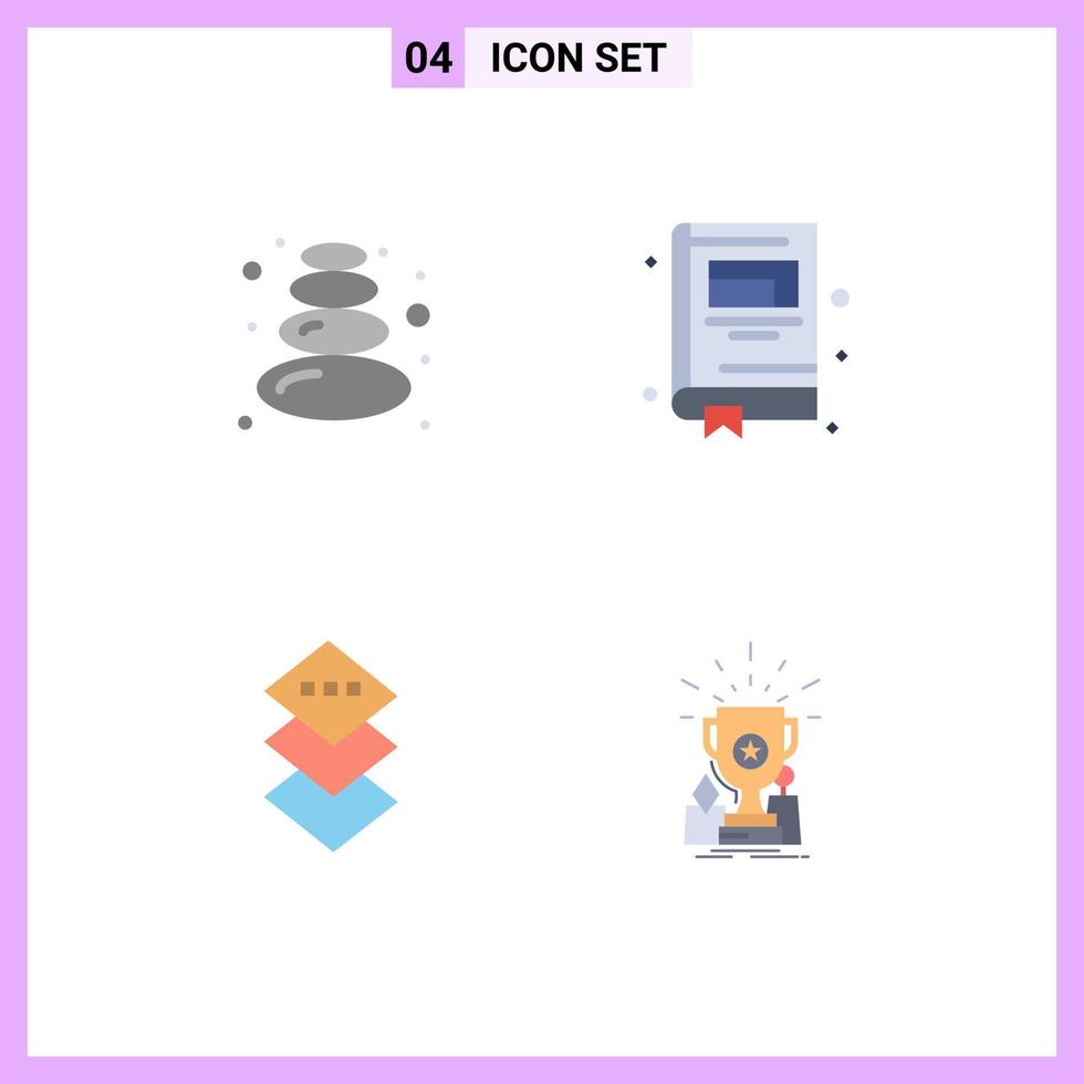 4 Thematic Vector Flat Icons and Editable Symbols of sauna achievement education design cup Editable Vector Design Elements