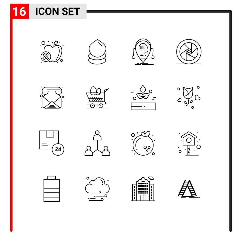 Outline Pack of 16 Universal Symbols of superstar movie star android featured star technology Editable Vector Design Elements