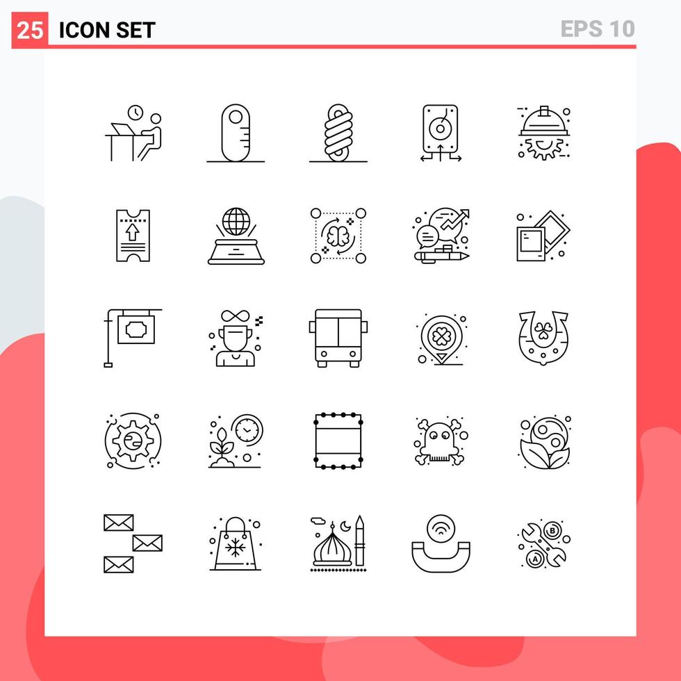 Modern Set of 25 Lines and symbols such as engineer storage double server data Editable Vector Design Elements