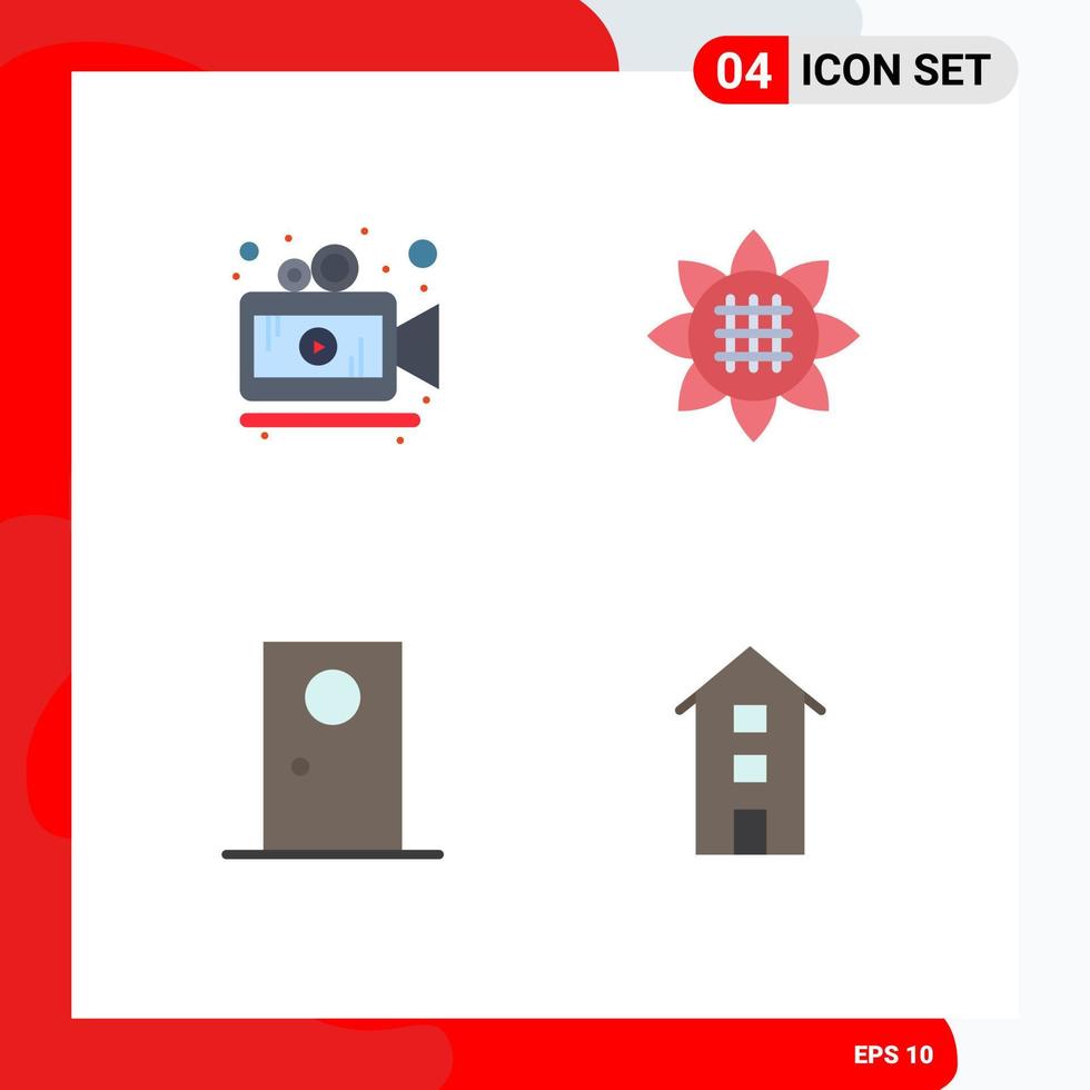 Pictogram Set of 4 Simple Flat Icons of camera exterior flora thanksgiving round Editable Vector Design Elements