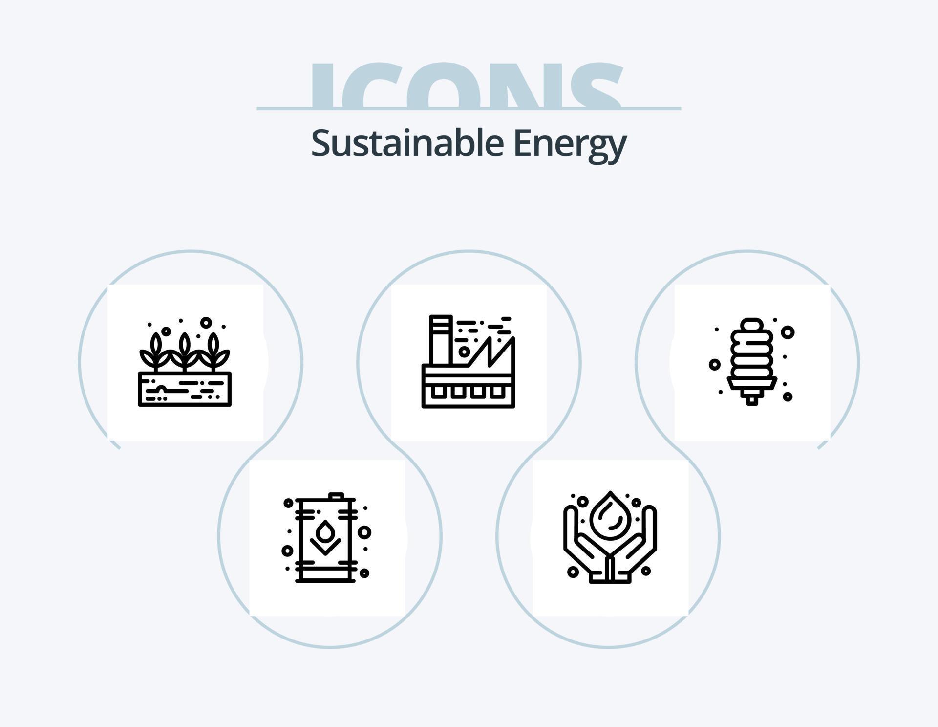 Sustainable Energy Line Icon Pack 5 Icon Design. oil. electric. growth
