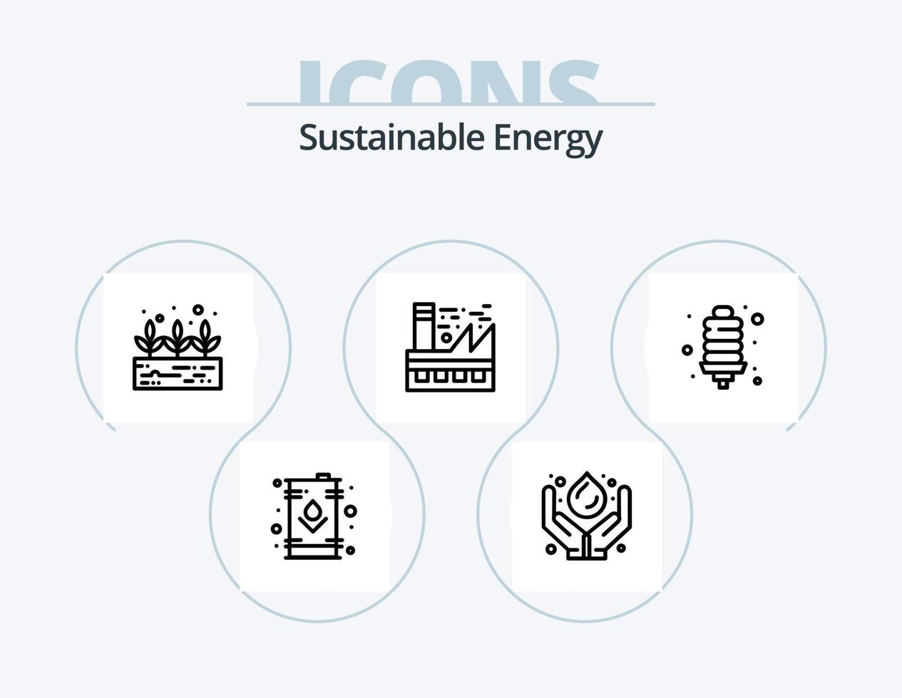 Sustainable Energy Line Icon Pack 5 Icon Design. oil. electric. growth