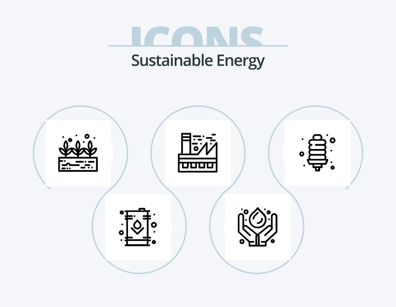 Sustainable Energy Line Icon Pack 5 Icon Design. oil. electric. growth. can. energy saver vector