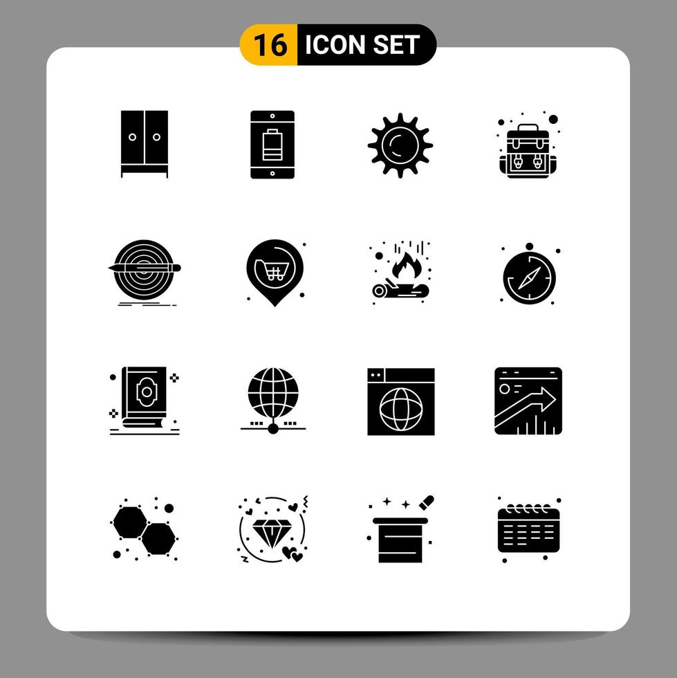 paquete de iconos de vector de stock de 16 signos y símbolos de línea para dispositivos de viaje de meta elementos de diseño de vector editables de luz de campamento