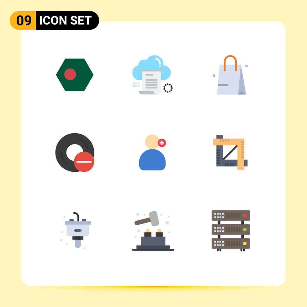 Modern Set of 9 Flat Colors Pictograph of hardware disc cloud devices shopping Editable Vector Design Elements