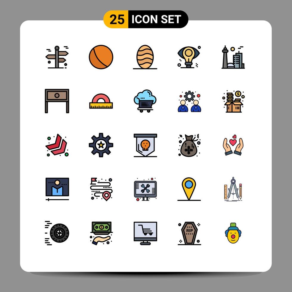 Modern Set of 25 Filled line Flat Colors and symbols such as city building baking idea eye Editable Vector Design Elements