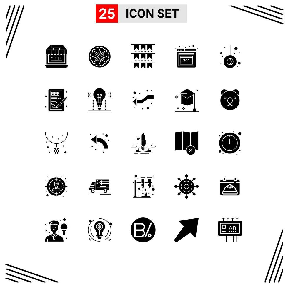 Stock Vector Icon Pack of 25 Line Signs and Symbols for creative pendulum buntings movement error Editable Vector Design Elements