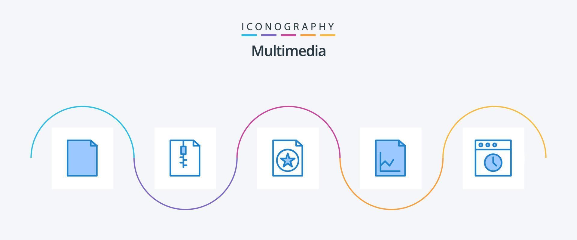 Multimedia Blue 5 Icon Pack Including . file. mac. app vector