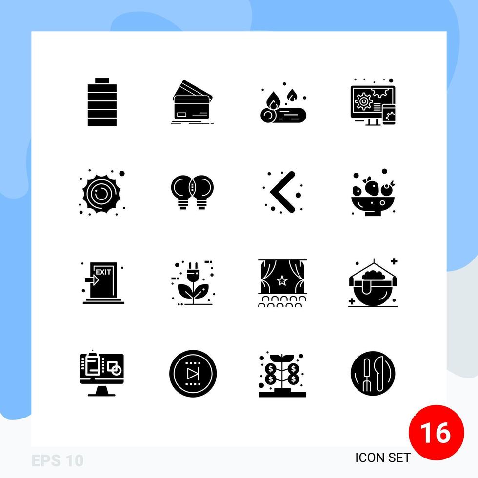 16 Universal Solid Glyph Signs Symbols of astronomy responsive money design fire Editable Vector Design Elements