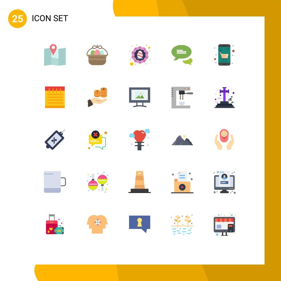 Universal Icon Symbols Group of 25 Modern Flat Colors of online shop business wreath basket messaging Editable Vector Design Elements