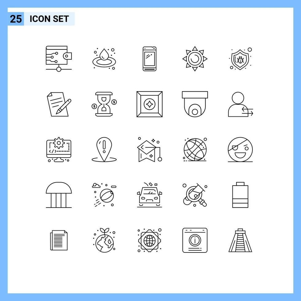 25 Creative Icons Modern Signs and Symbols of security bug mobile antivirus shinning Editable Vector Design Elements