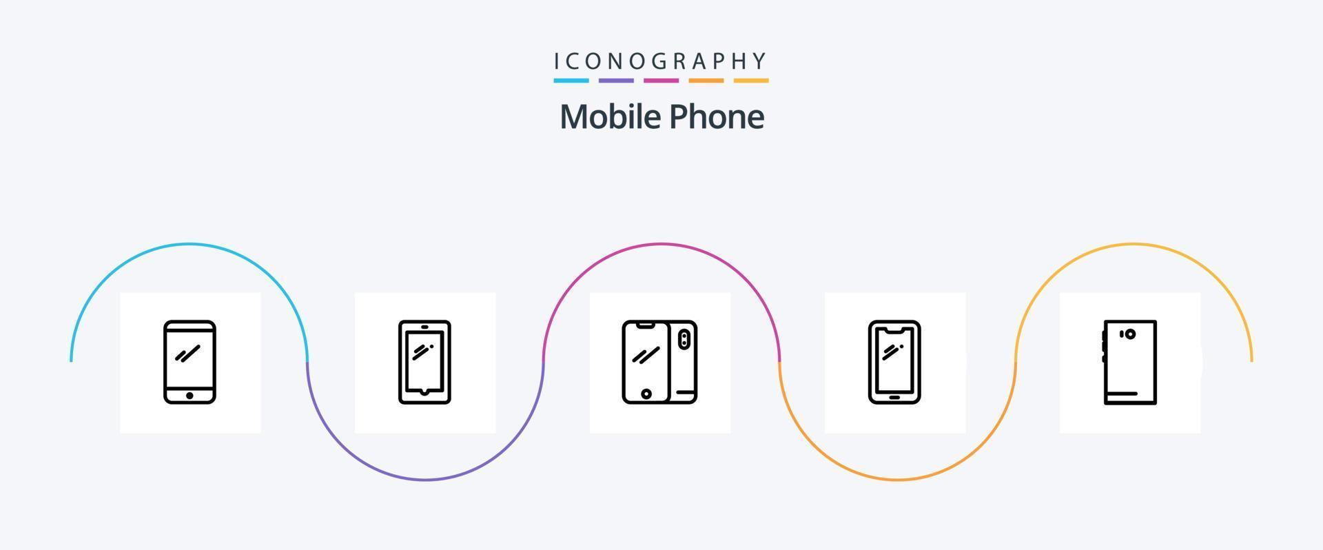 paquete de iconos de línea de teléfono móvil 5 que incluye. cámara. vector