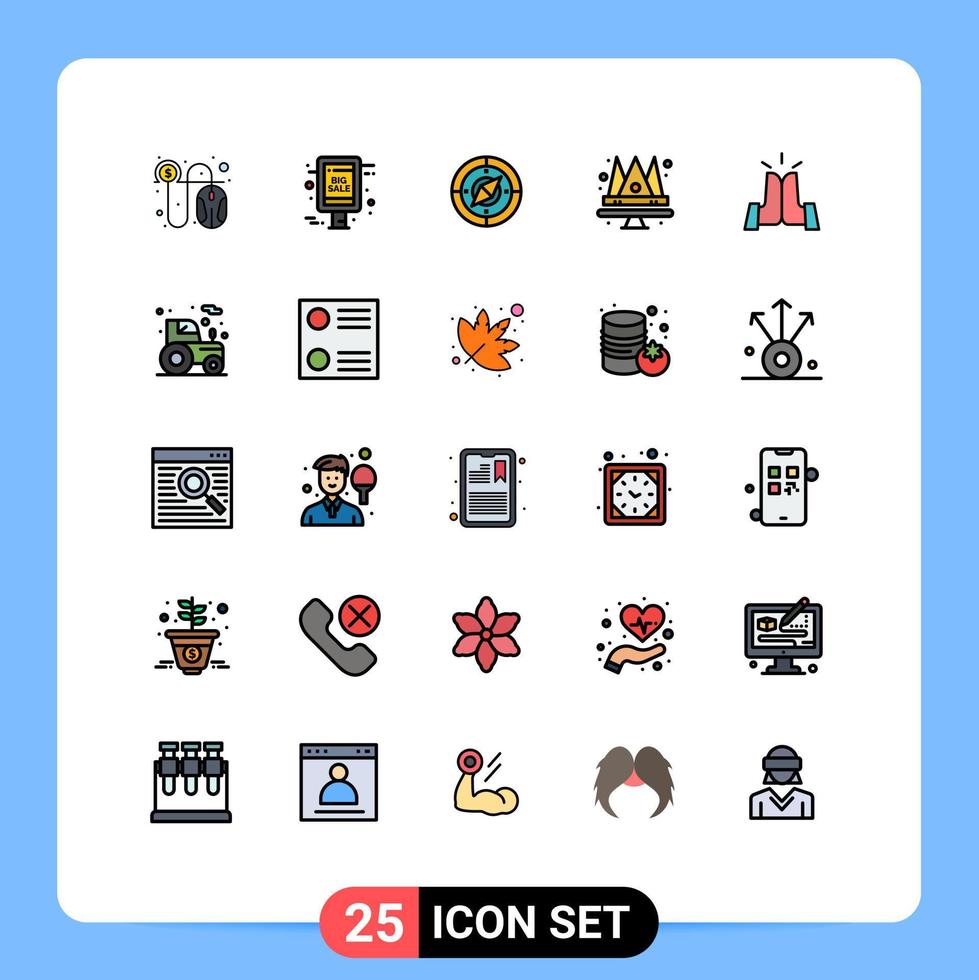 paquete de iconos de vectores de stock de 25 signos y símbolos de línea para cinco elementos de diseño de vectores editables de corona de rey de navegación de reina