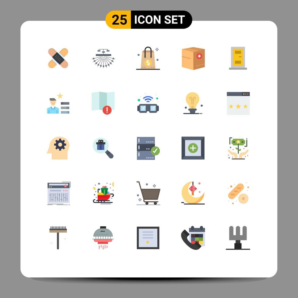 Modern Set of 25 Flat Colors Pictograph of box valentine site shopping dollar Editable Vector Design Elements