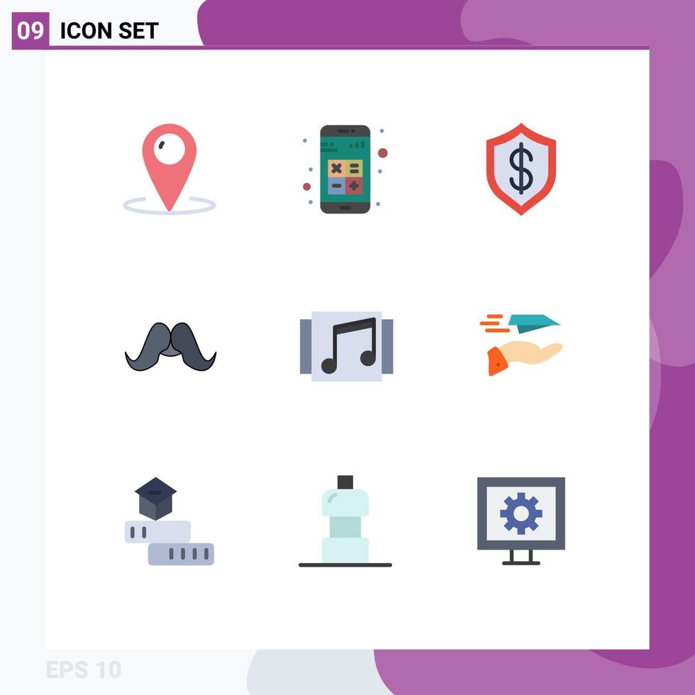 Set of 9 Vector Flat Colors on Grid for movember moustache calculator technology cyber Editable Vector Design Elements