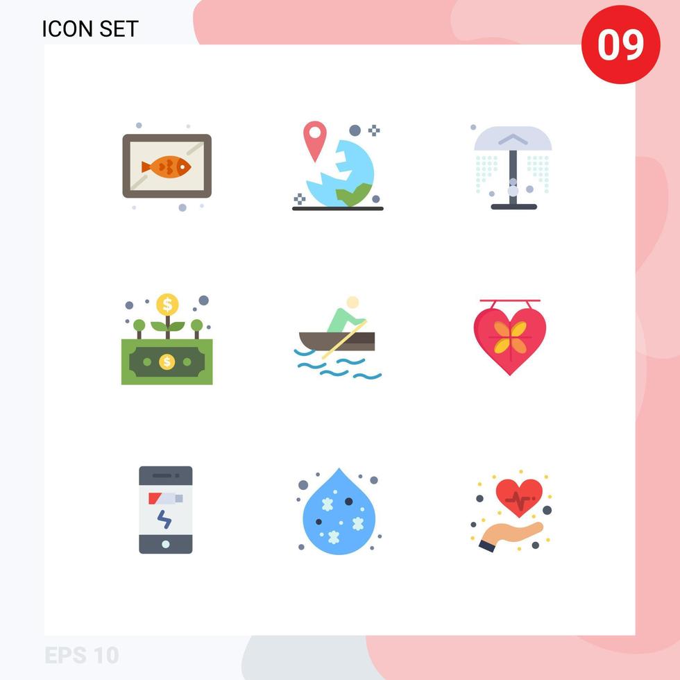 9 Universal Flat Colors Set for Web and Mobile Applications boat finance marker development park Editable Vector Design Elements