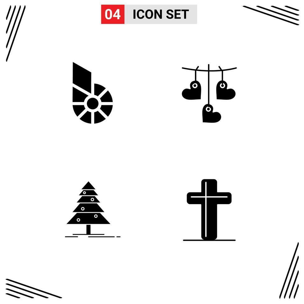 Set of 4 Vector Solid Glyphs on Grid for bitshares forest crypto currency love x mas Editable Vector Design Elements