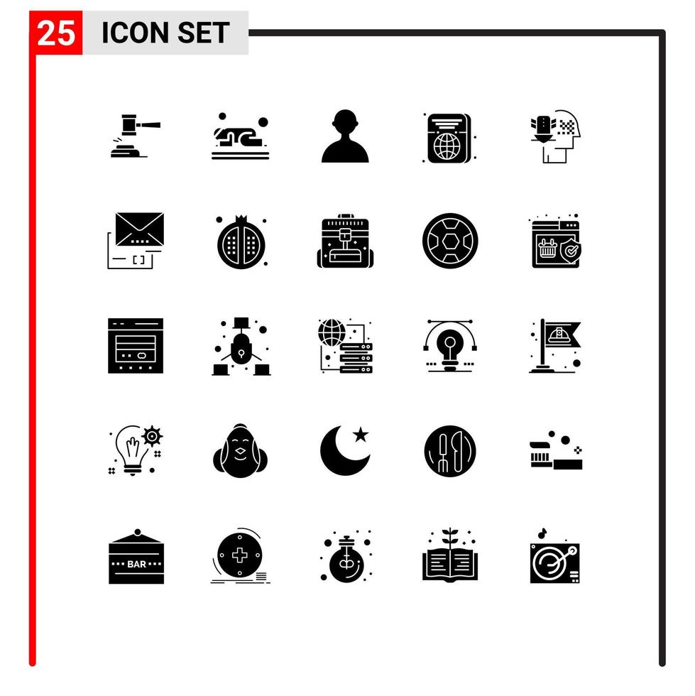 25 Universal Solid Glyph Signs Symbols of ticket basic islam user ramadan Editable Vector Design Elements