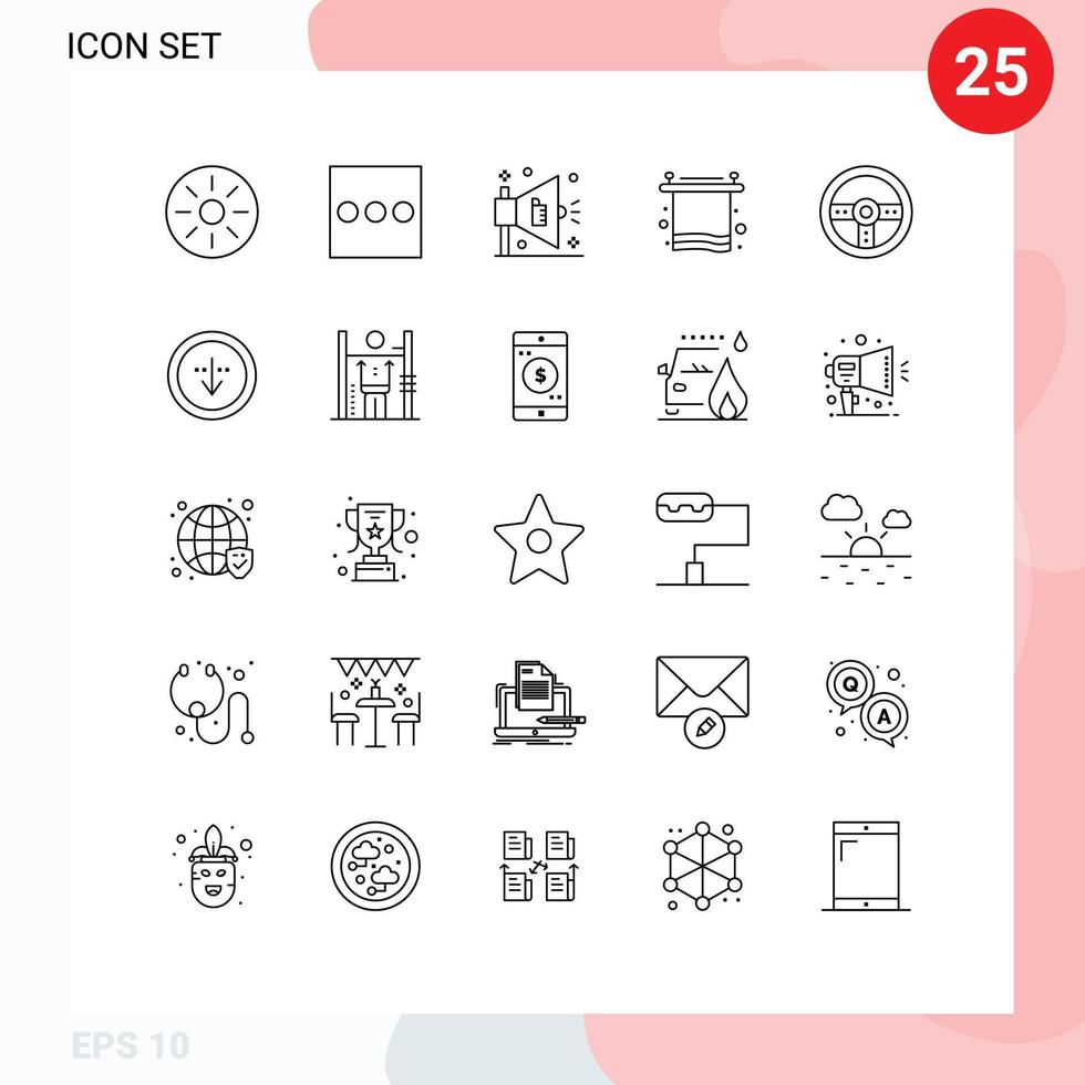 Group of 25 Modern Lines Set for direction game marketing device break Editable Vector Design Elements