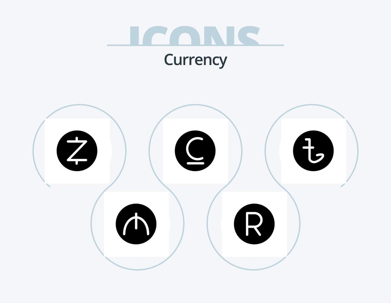 Currency Glyph Icon Pack 5 Icon Design. levbrazil. kyrgyzstan . zar. bulgarian . cryptocurrency vector