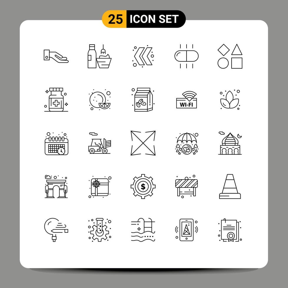 Set of 25 Commercial Lines pack for toy geometric arrow bricks medical Editable Vector Design Elements