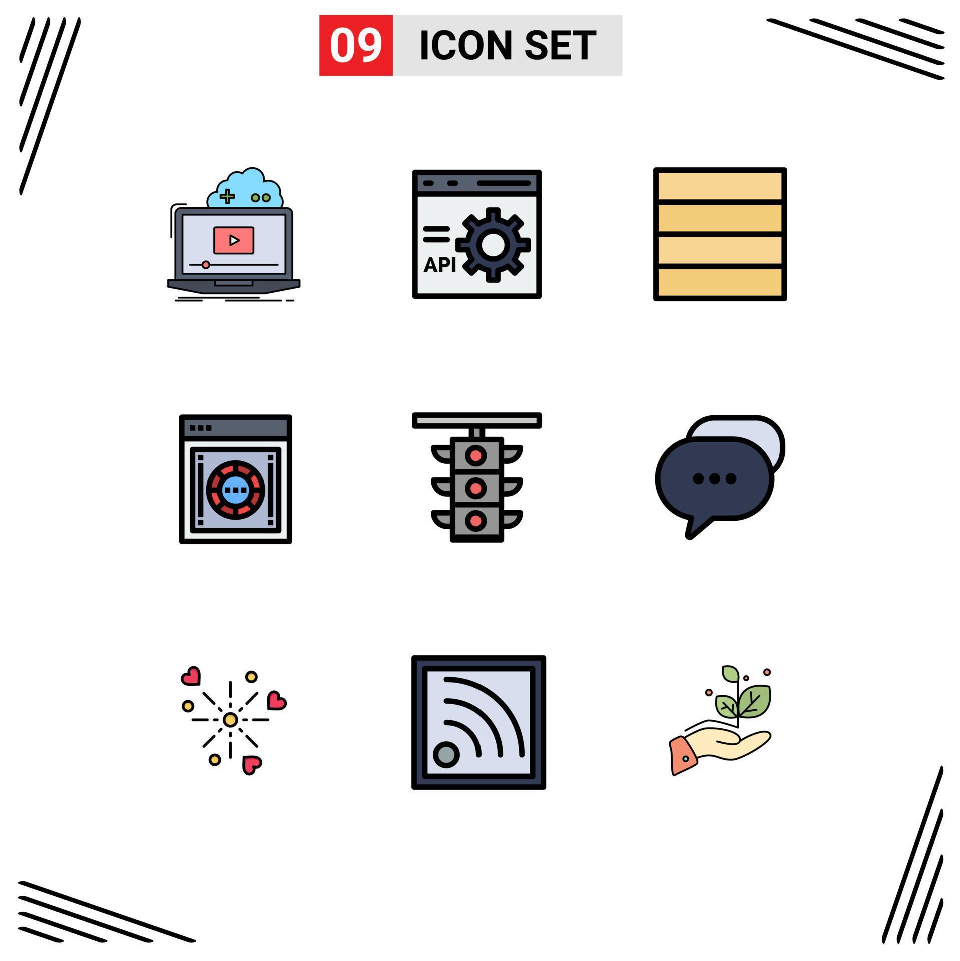 9 Universal Filledline Flat Color Signs Symbols of light safe box