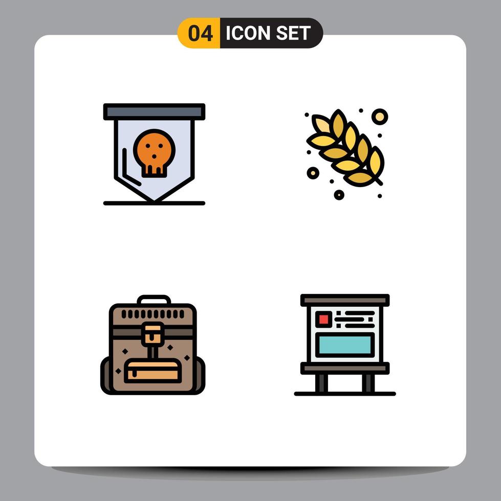 Set of 4 Modern UI Icons Symbols Signs for board business skull grain travel Editable Vector Design Elements