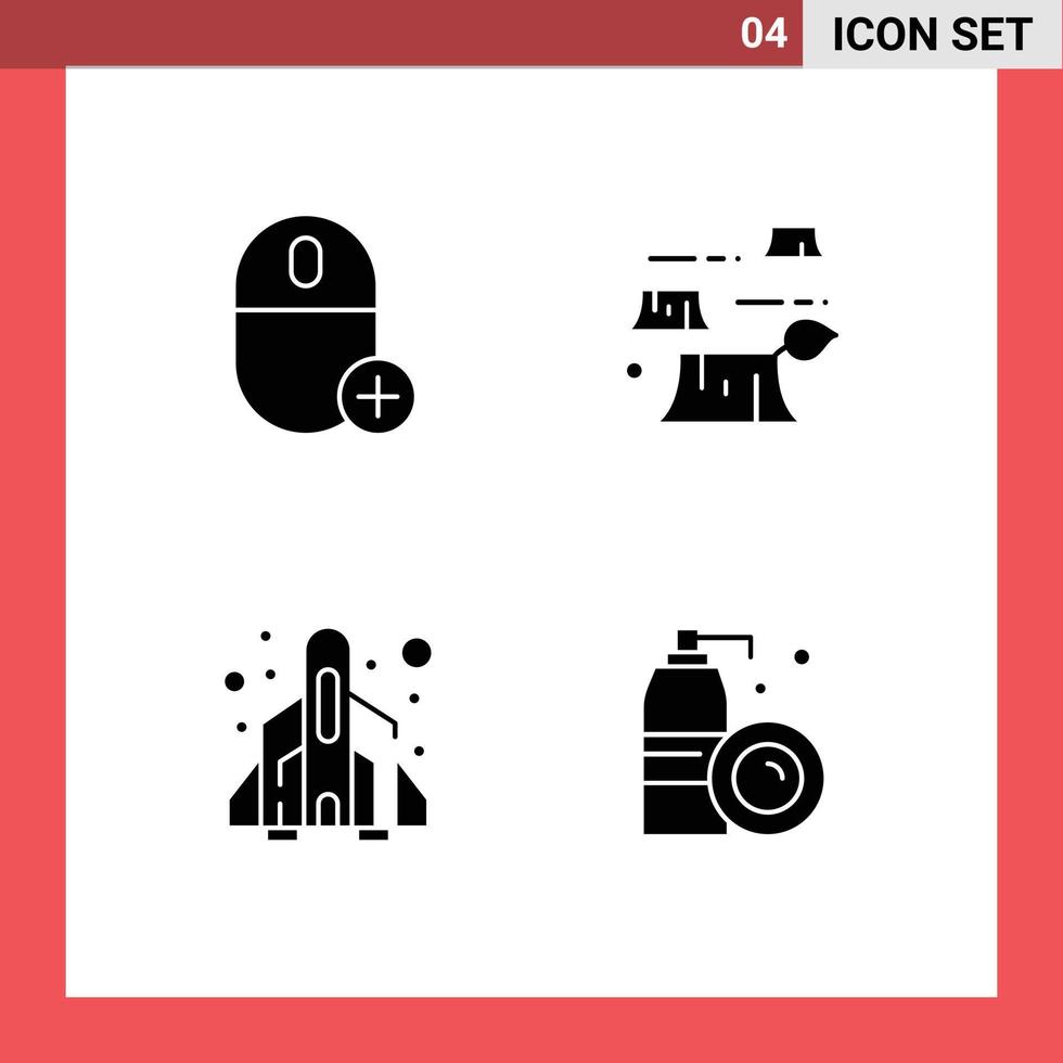 4 Universal Solid Glyph Signs Symbols of add rocket gadget deforestation game Editable Vector Design Elements